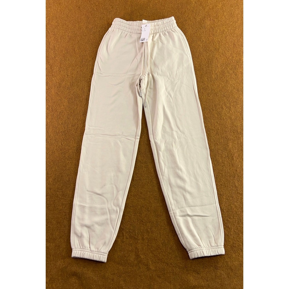 H&M Womens XS Beige High Waisted Fleece Lined Jogger Sweatpants NWT